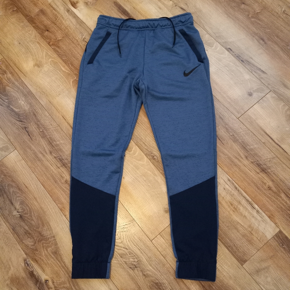 Nike Dri Fit Fleece Training Gym Pants Blue Joggers Men's Small EUC BV2688-451